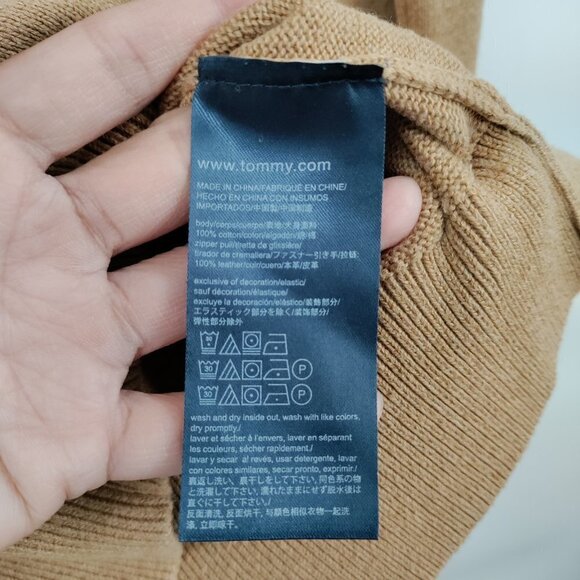 Tommy Hilfiger Cotton Turtleneck Quarter-Zip Pullover Sweater Medium Men Brown - Picture 6 of 11